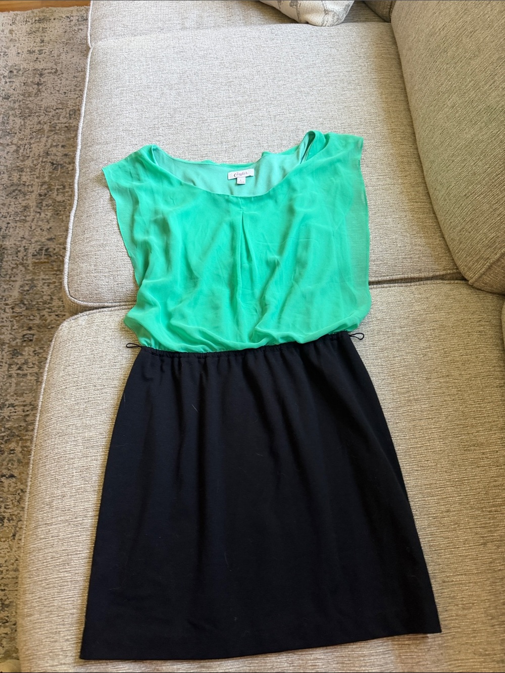 Candie's Green and Black Colorblock Casual Dress